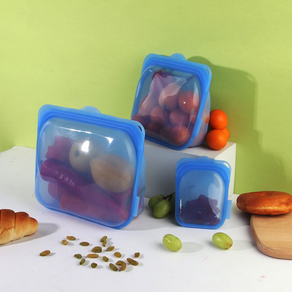 Factory Direct Sales Kitchen Food Storage with Date Food Grade Silicone Food Packaging Ziplock Bag Silicone Storage Bag