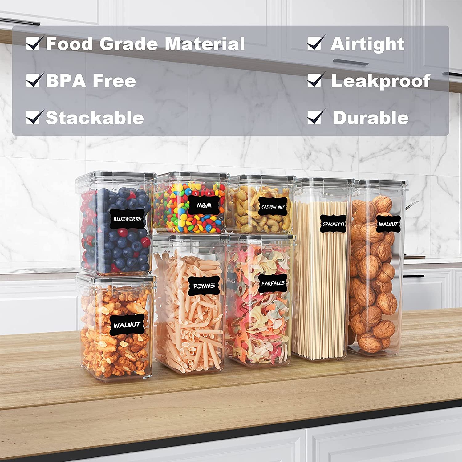 Hot Sale Airtight Food Storage Containers, 24pcs Plastic Containers for Kitchen Organization, Ideal For Spaghetti, Cereal