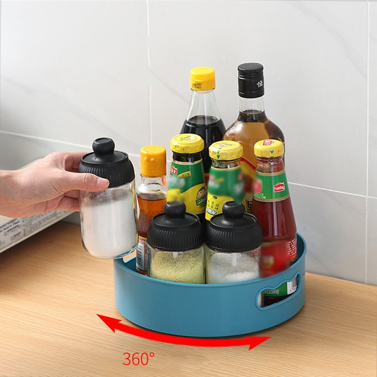 AA350 Rotating Shelf Multi-function Non-slip Tray for Oil Salt Kitchen Seasoning Storage Box Sauce Vinegar Storage Rack