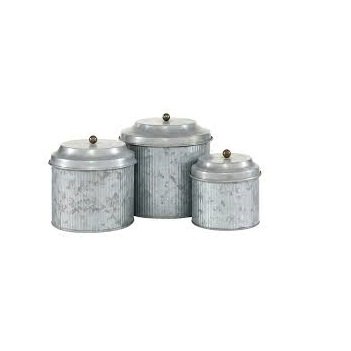 Wheat Flour Tea Sugar Coffee Galvanized Zinc Metal Kitchen Canister Bread Box Bin Metal Canister Set Food Storage Box Ca