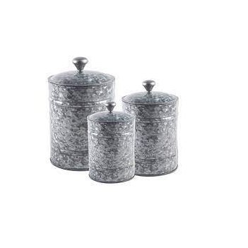 Wheat Flour Tea Sugar Coffee Galvanized Zinc Metal Kitchen Canister Bread Box Bin Metal Canister Set Food Storage Box Ca