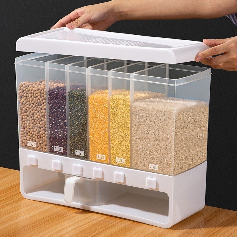 Kitchen Wall-Mounted Clear Plastic Storage Box PP Material Cereal Dispenser Dry Food Whole Grain Rice Bucket Rice Storage Bin