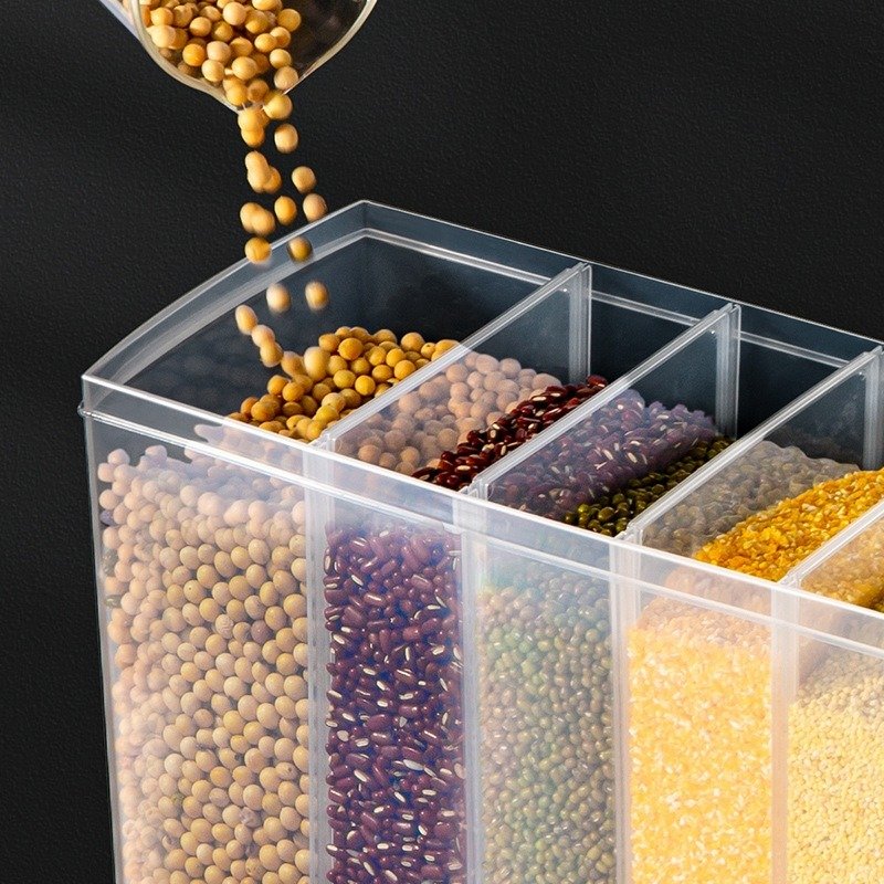 Kitchen Wall-Mounted Clear Plastic Storage Box PP Material Cereal Dispenser Dry Food Whole Grain Rice Bucket Rice Storage Bin