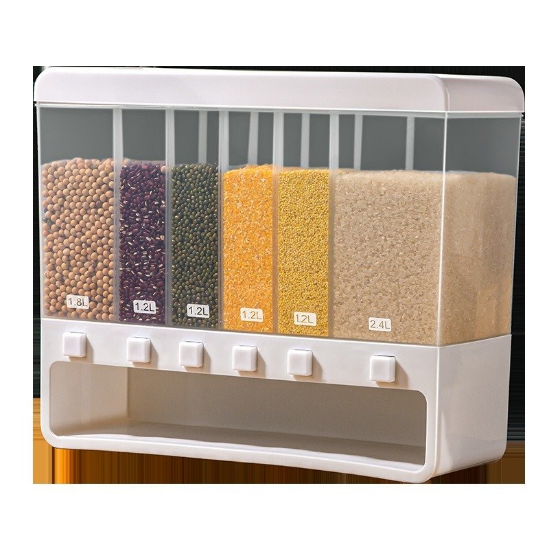 Kitchen Wall-Mounted Clear Plastic Storage Box PP Material Cereal Dispenser Dry Food Whole Grain Rice Bucket Rice Storage Bin
