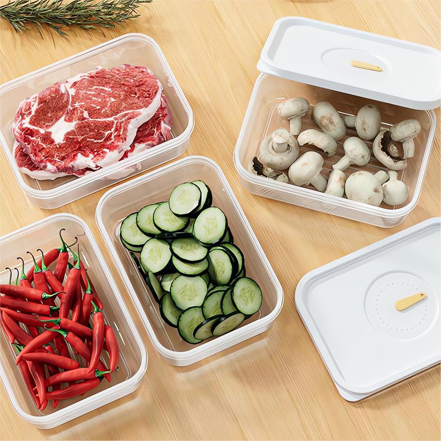 Sealed Plastic Stackable Portable Freezer Refrigerator Food Containers Fridges Keep Frush Storage For Kitchen
