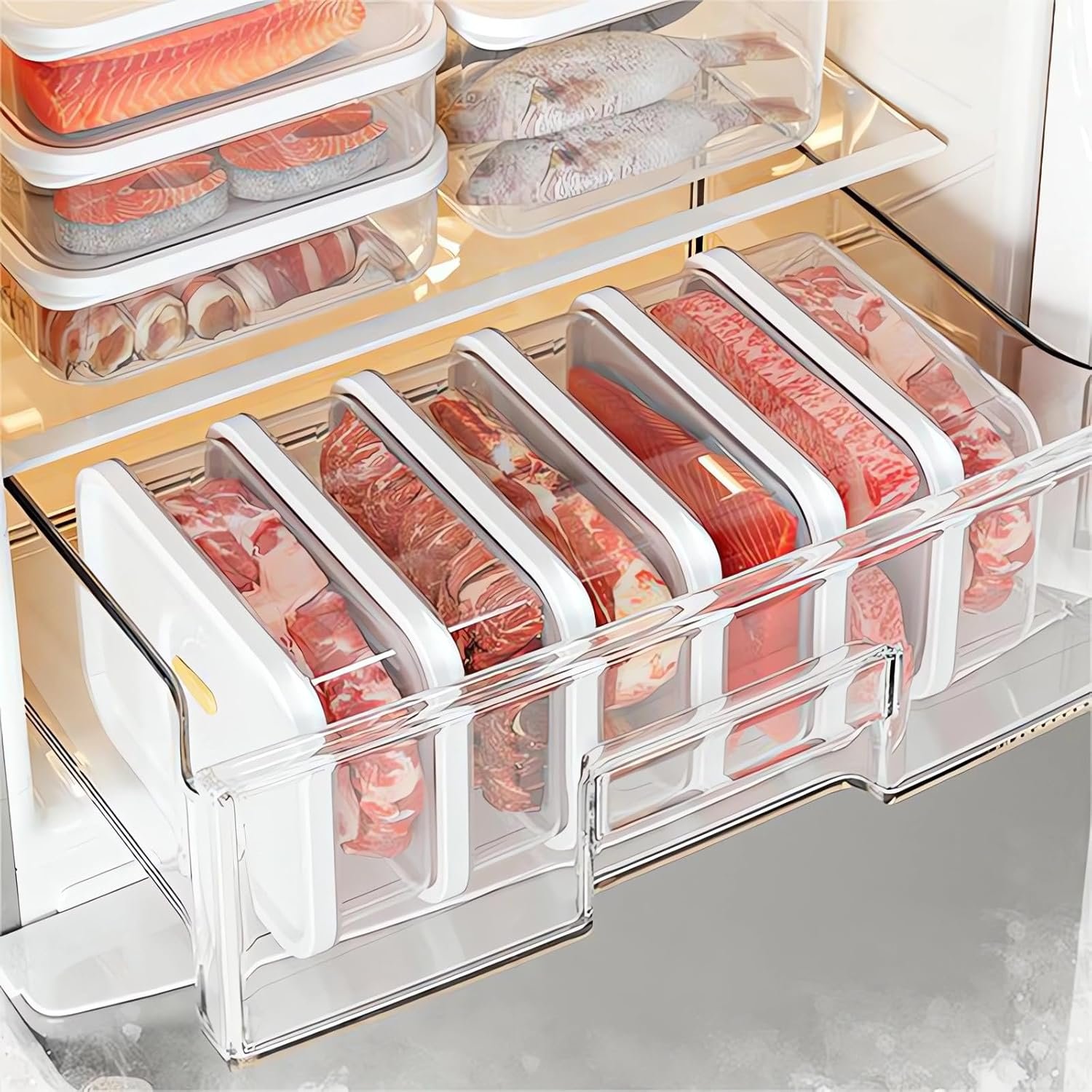 Sealed Plastic Stackable Portable Freezer Refrigerator Food Containers Fridges Keep Frush Storage For Kitchen
