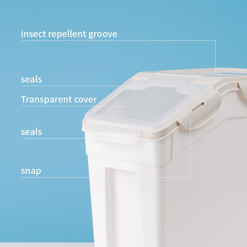 Plastic Airtight Sealed Dog Cat Food Kitchen Container With Wheels Pet Food Storage Bucket