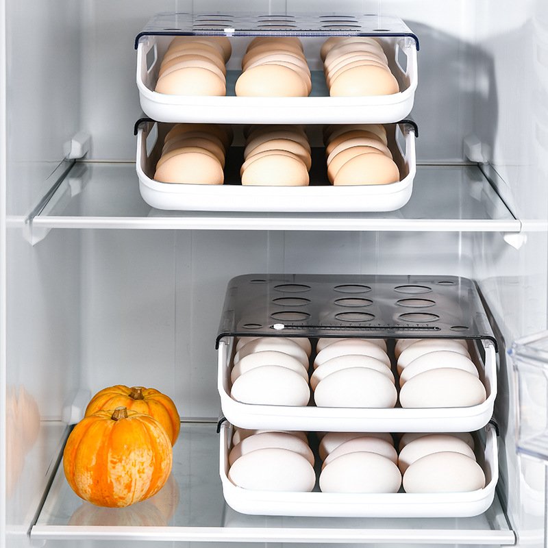 3 Layer Organizer Refrigerator Storage plastic egg storage box container with lids