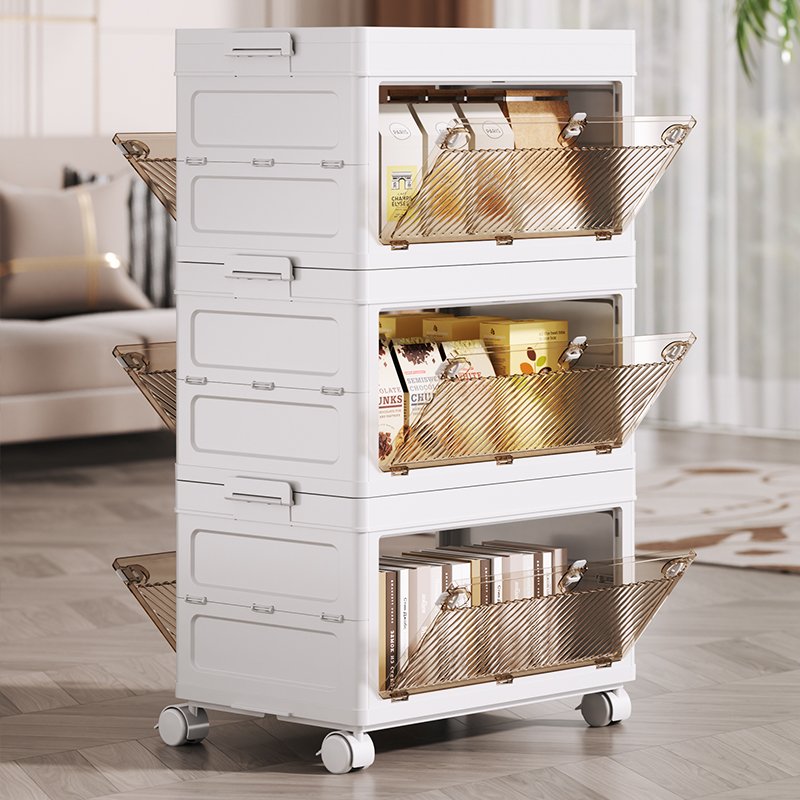Wannuo Large capacity children toys snacks storage box One-piece plastic folding storage box with universal wheel