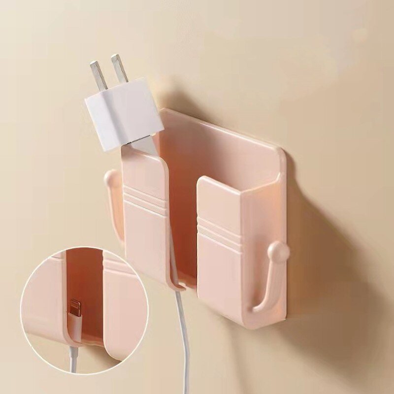 Wall Mount Phone Holder Universal Multipurpose Plastic Kids Storage Box Mounted Remote Control Stand Charging Rack with Hook