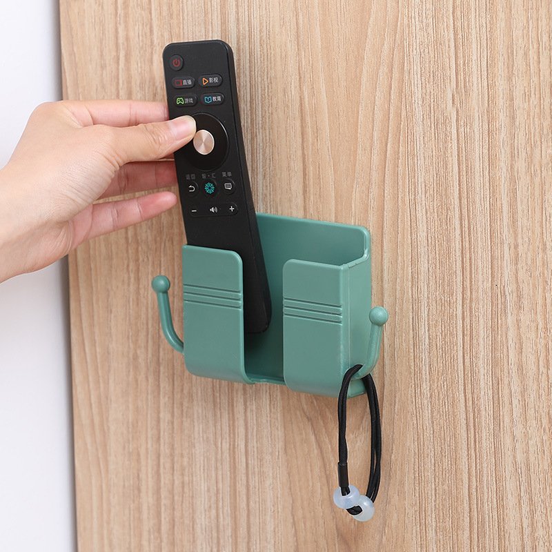 Wall Mount Phone Holder Universal Multipurpose Plastic Kids Storage Box Mounted Remote Control Stand Charging Rack with Hook