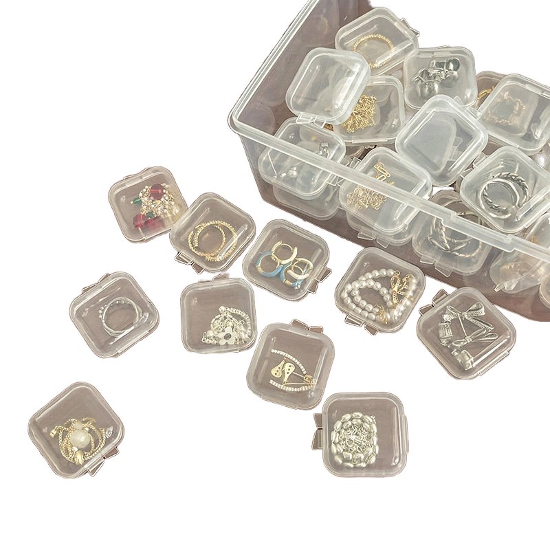 Wholesale Small Square Clear Plastic Storage Boxes Lid Multifunctional Jewelry Box Bead Storage Waterproof Necklace