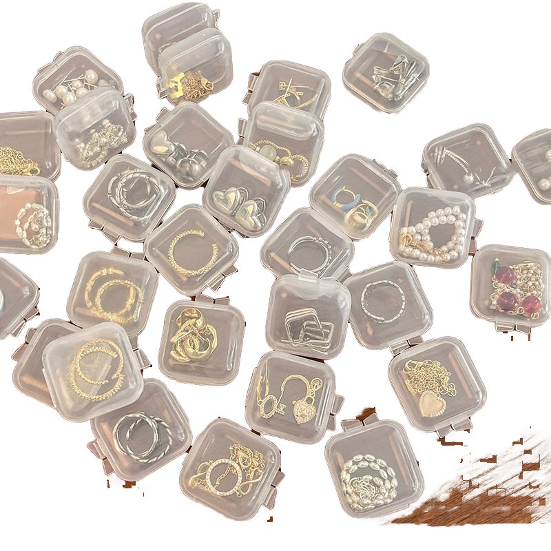 Wholesale Small Square Clear Plastic Storage Boxes Lid Multifunctional Jewelry Box Bead Storage Waterproof Necklace