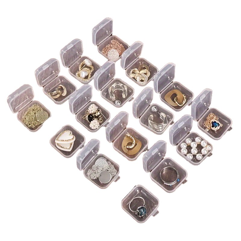 Wholesale Small Square Clear Plastic Storage Boxes Lid Multifunctional Jewelry Box Bead Storage Waterproof Necklace