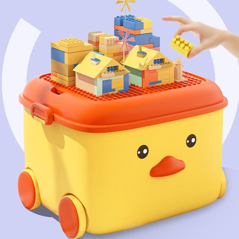 Home Plastic Collection Organizer Tool Bin Case Kid Cartoon Children Baby Toys Snacks Storage Box With Wheels