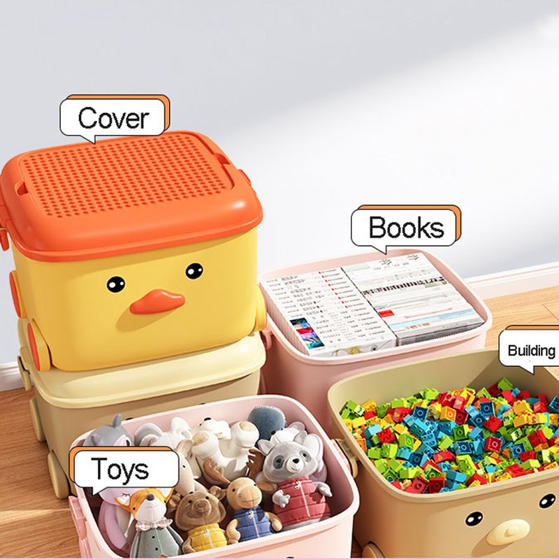 Home Plastic Collection Organizer Tool Bin Case Kid Cartoon Children Baby Toys Snacks Storage Box With Wheels