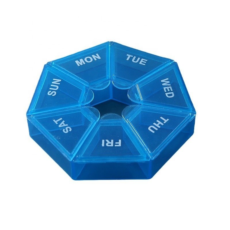 Lakuna Hot Selling 7-Compartment Medicine Dispenser Weekly Pill Box Transparent Pill Storage Box Seven-day Pill Box