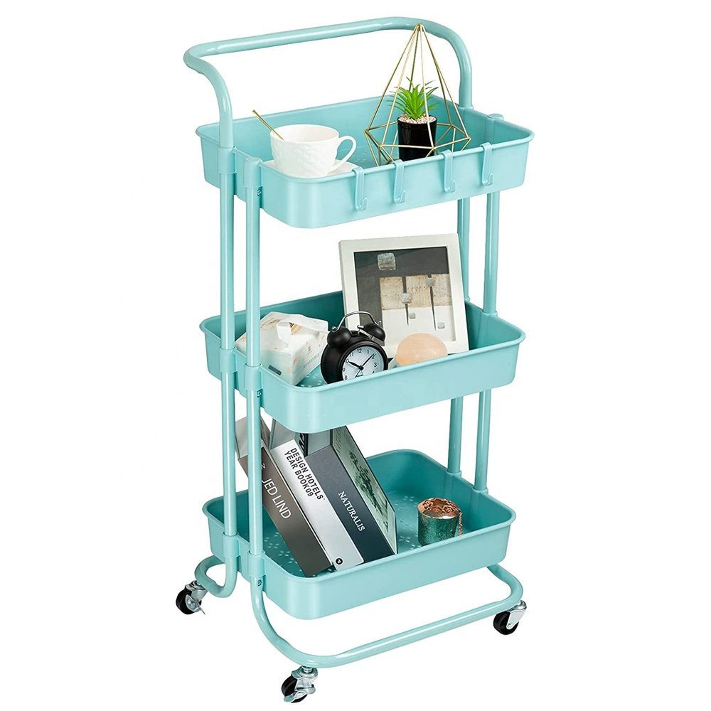 Utility Plastic Serving Kitchen Trolley Cart Mobile Rolling Microwave Island Furniture Island Cart Storage Cabinet With Wheels