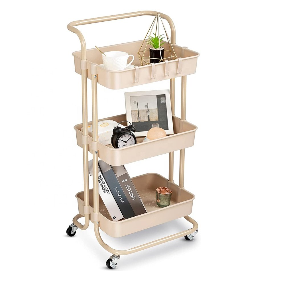 Utility Plastic Serving Kitchen Trolley Cart Mobile Rolling Microwave Island Furniture Island Cart Storage Cabinet With Wheels
