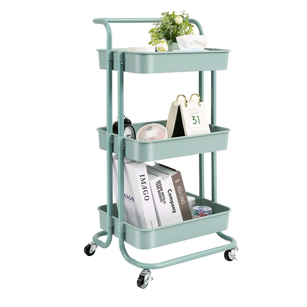Utility Plastic Serving Kitchen Trolley Cart Mobile Rolling Microwave Island Furniture Island Cart Storage Cabinet With Wheels