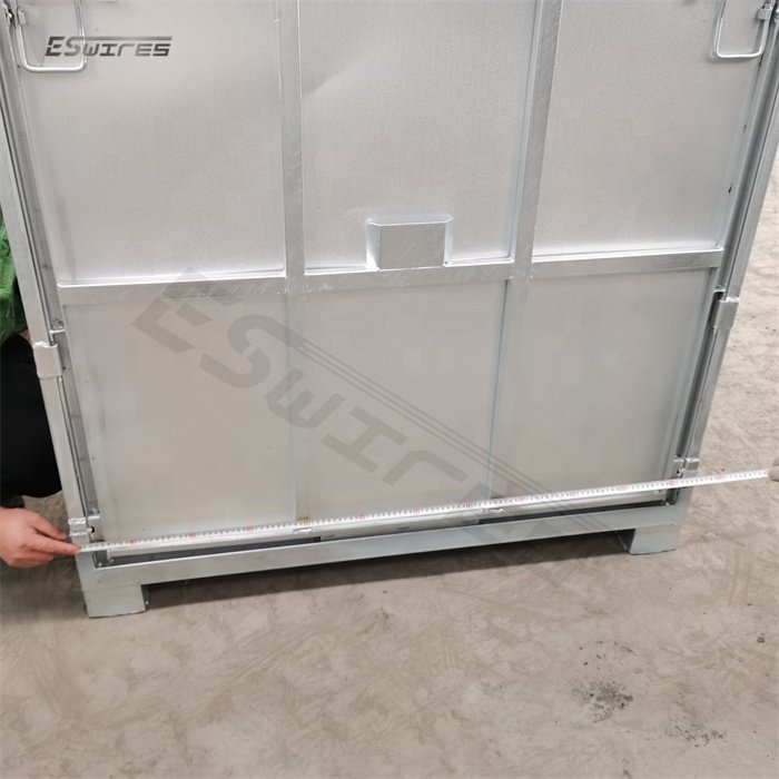 Warehouse storage heavy duty foldable metal durable stacking collapsible galvanized steel pallet box