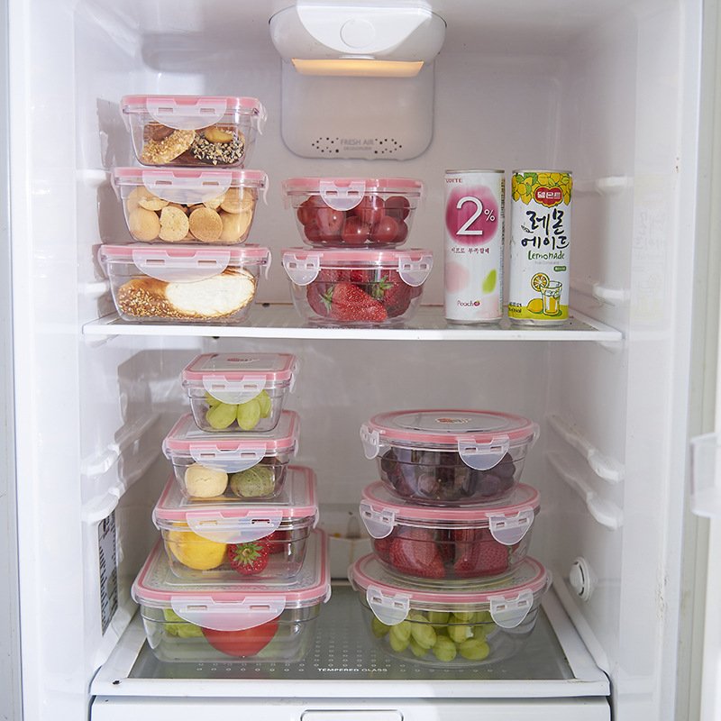 Multiple Sizes Eco-Friendly Plastic Clear Airtight Food Container Set Tritan Square Bento Box