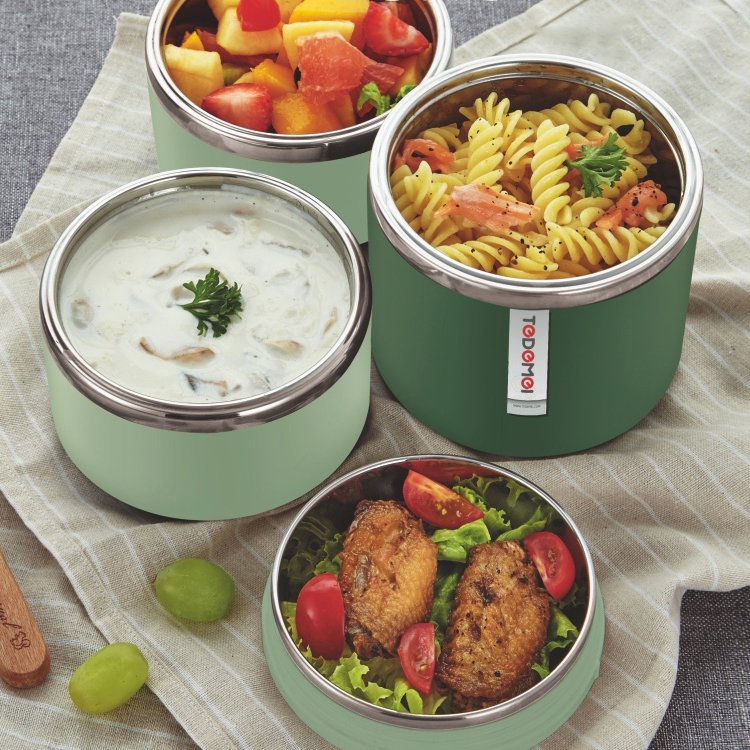 Amazon Japanese Food Storage Lunch Box Warmer Box Food Packing Stainless Steel 2023 New Round Shantou 4 in 1 36 Pcs Single Tier