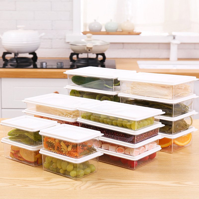 Transparent 3-sizes Stackable Clear Plastic BPA-Free Fridge Food Storage Container with Lid