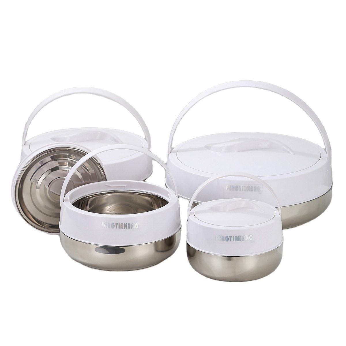 Household Huge Capacity 4PCS Food Storage & Container 2L+4L+6L+10L Stainless Steel Food Warmer Casserole