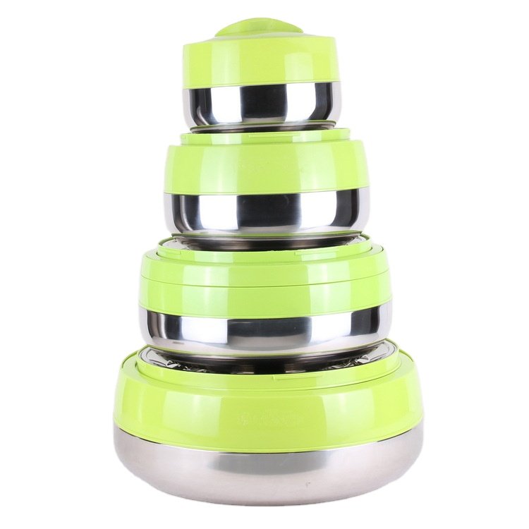 Household Huge Capacity 4PCS Food Storage & Container 2L+4L+6L+10L Stainless Steel Food Warmer Casserole
