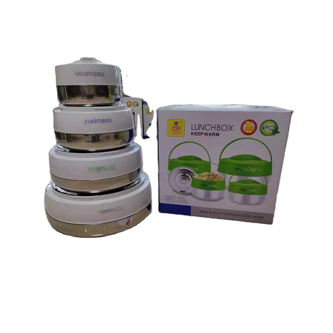 Household Huge Capacity 4PCS Food Storage & Container 2L+4L+6L+10L Stainless Steel Food Warmer Casserole