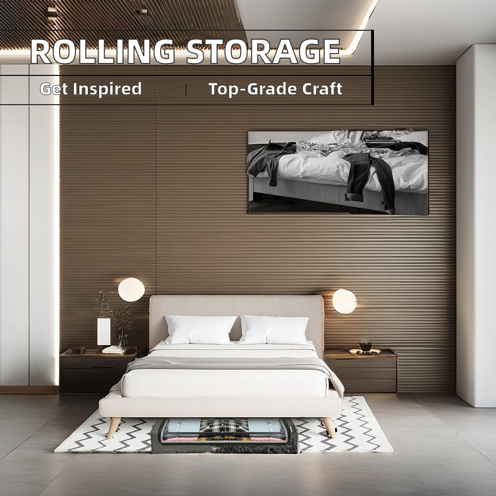 Classic Underbed Storage Rolling Drawers New Folding Shoes and Clothes Organizer with Wheels Space Saving PC Plastic