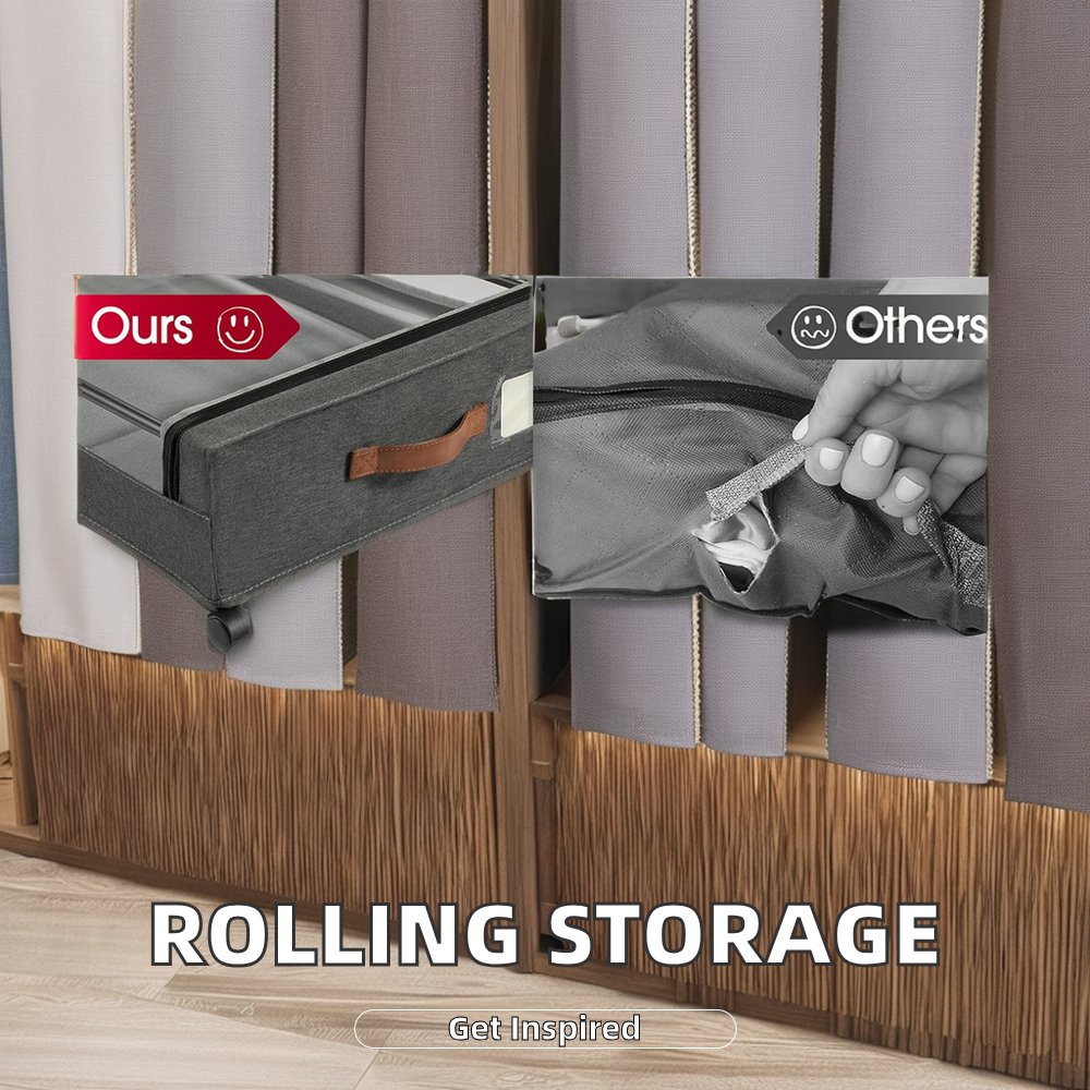 Classic Underbed Storage Rolling Drawers New Folding Shoes and Clothes Organizer with Wheels Space Saving PC Plastic
