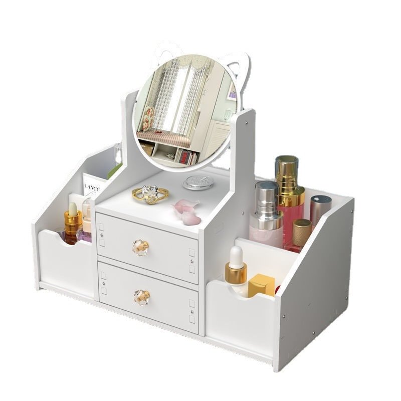 Cosmetic Storage Box Premium Feeling Desktop Drawer Jewellery Box Dustproof Desktop Makeup Mirror Skin Care Organiser
