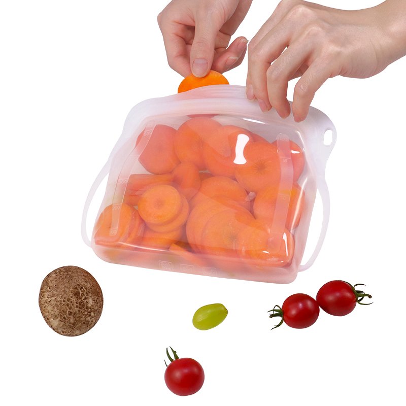 BPA Free 100% Food Grade Reusable Leakproof Kitchen Silicone Food Storage Bag Stand Up Fresh-keeping Vegetable Preservation Bag