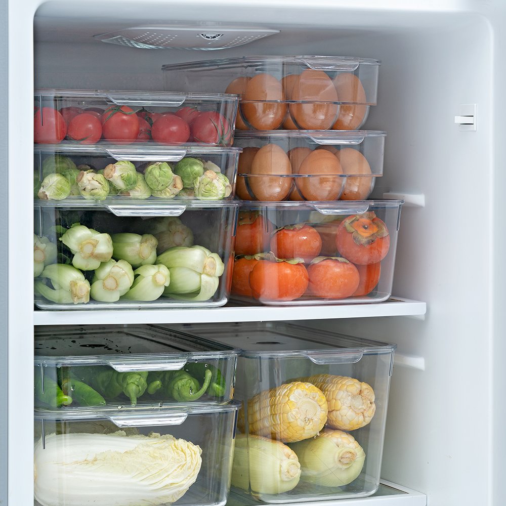 Large capacity plastic kitchen organization storage refrigerator food storage containers
