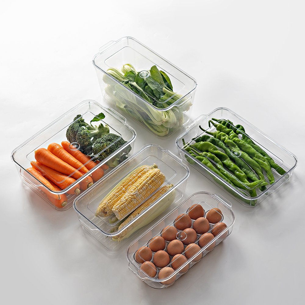 Large capacity plastic kitchen organization storage refrigerator food storage containers