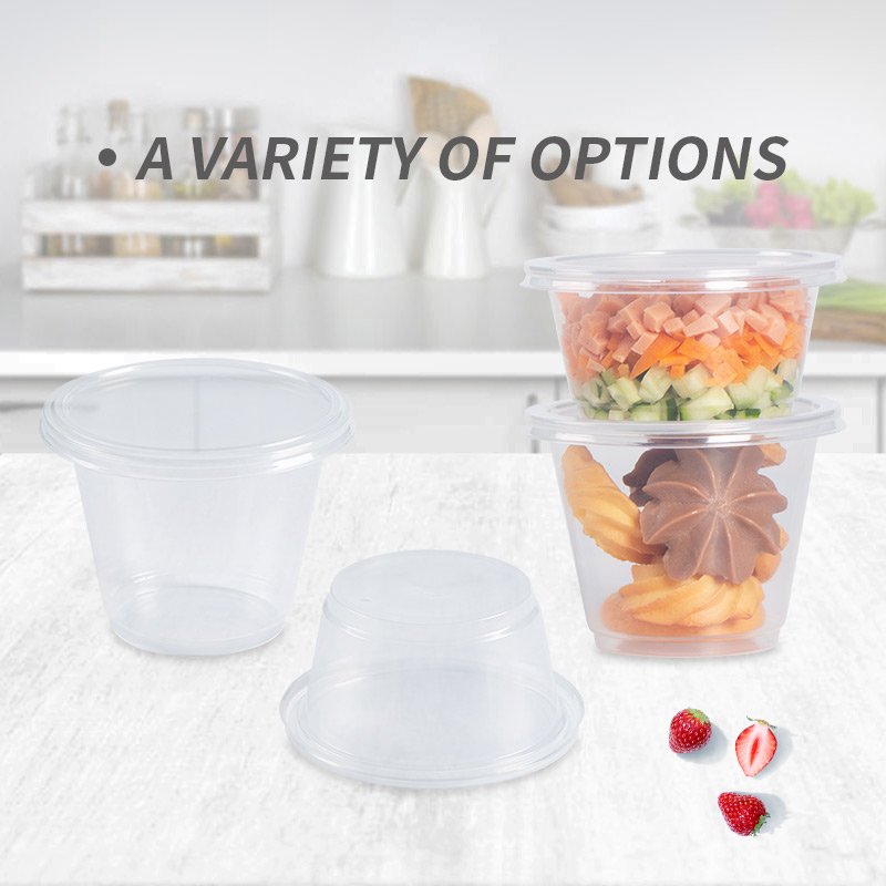 Eco Friendly Customizable Leak Proof Transparency Plastic Sauce Cups Restaurant Home Fruit Salads Food Storage Boxes
