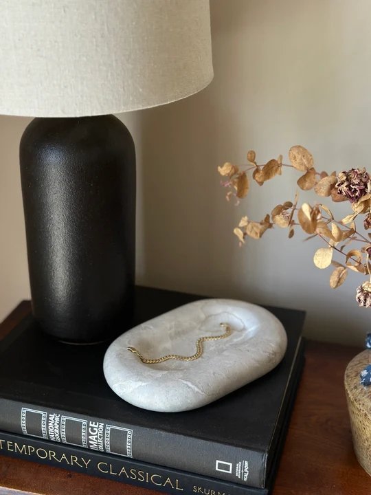 stonekocc Brand Marble Stone Oval Jewelry Tray Nordic Bathroom Vanity Tray For Home Decoration Home decoration accessories