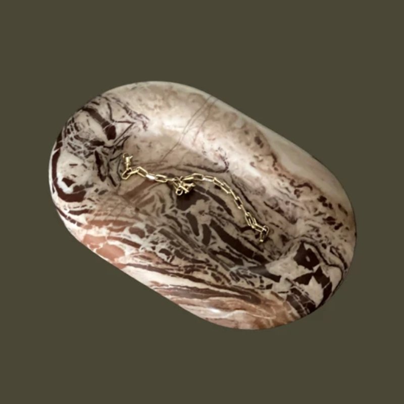 stonekocc Brand Marble Stone Oval Jewelry Tray Nordic Bathroom Vanity Tray For Home Decoration Home decoration accessories