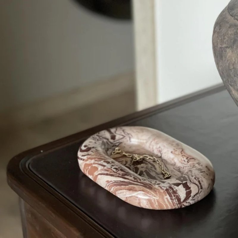 stonekocc Brand Marble Stone Oval Jewelry Tray Nordic Bathroom Vanity Tray For Home Decoration Home decoration accessories