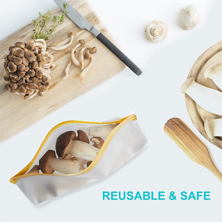 Eco-friendly frosted plastic peva reusable food bag custom logo ziplock food storage bag washable leakproof sandwich bag