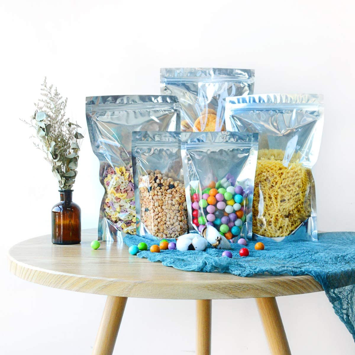 Resealable Bags for Tea Packaging Aluminum Foil Stand Up Pouches Ziplock Bag Airtight Food Storage Containers