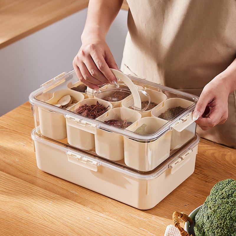8 In1 Seasoning Storage Box Spice Jar Household Combination Seasoning Box Seasoning Bottle Containers Kitchen Organizer