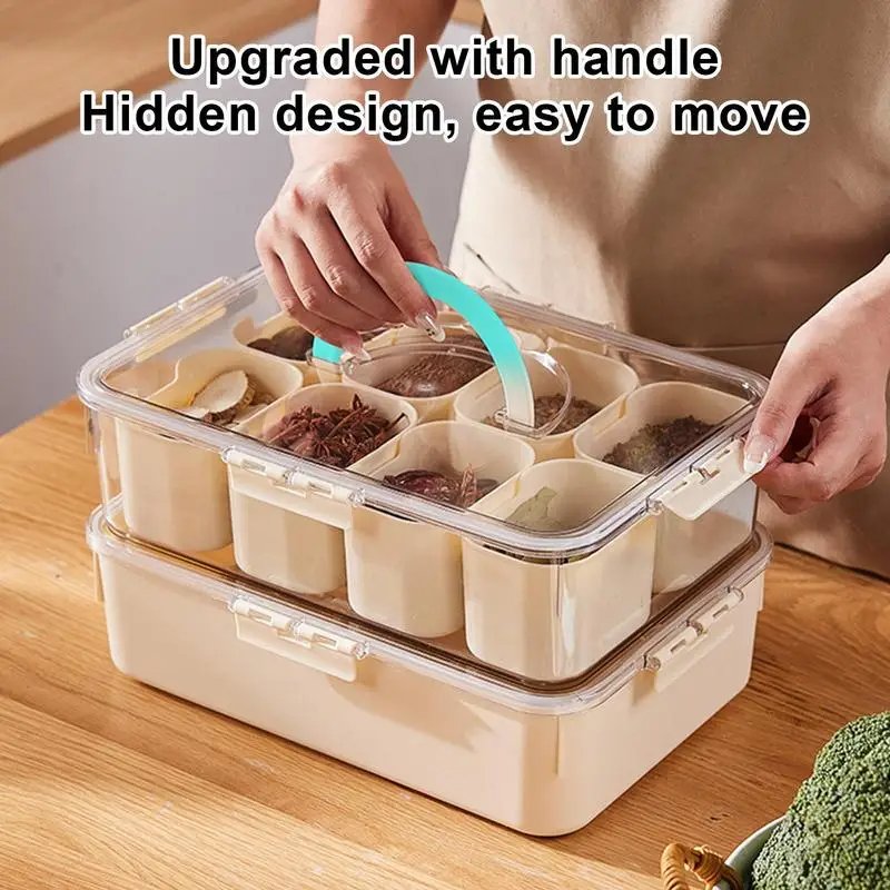 8 In1 Seasoning Storage Box Spice Jar Household Combination Seasoning Box Seasoning Bottle Containers Kitchen Organizer