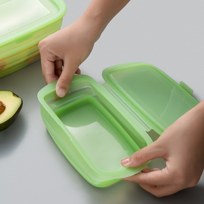 Syh427 Kitchen Microwave Freezer and Dishwasher Safe Kids Silicone Lunch Box Collapsible Folding Food Storage Container