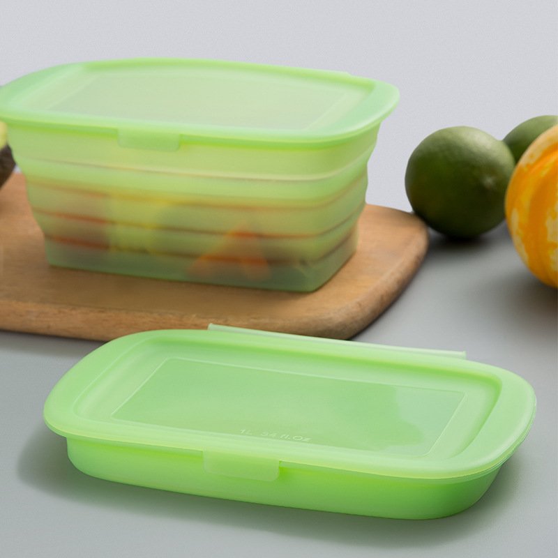 Syh427 Kitchen Microwave Freezer and Dishwasher Safe Kids Silicone Lunch Box Collapsible Folding Food Storage Container