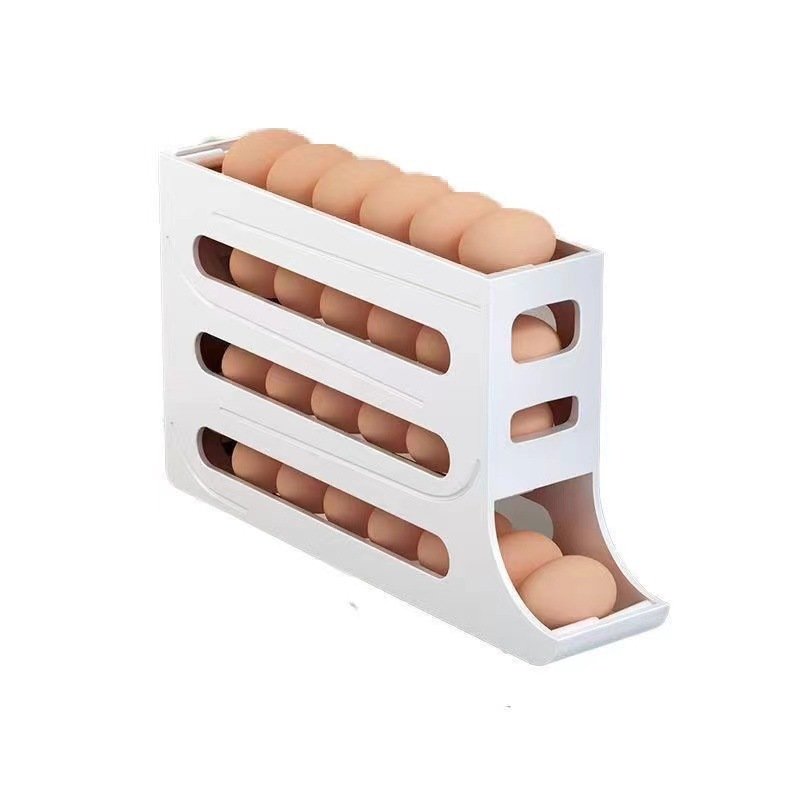 Fashion 4-layer Rolling Egg Container Tray for Refrigerator 30 Eggs Storage Holders Large Capacity Egg Dispenser Container