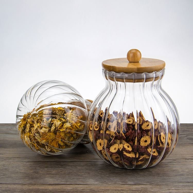 Kitchen High Borosilicate Glass Food Storage Jar Canister with Bamboo Lid Storage