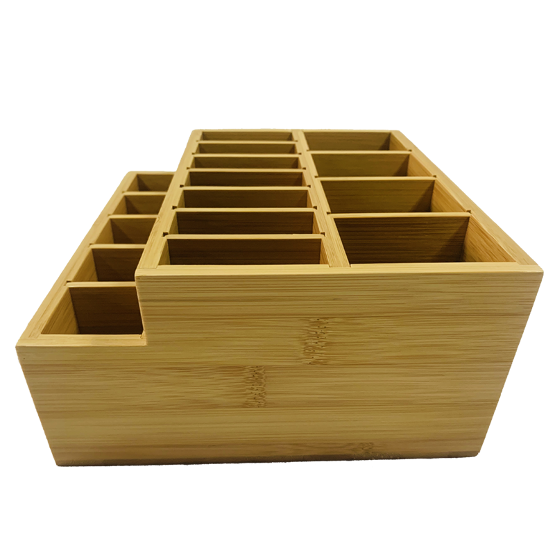 Pull Partition With Adjustable Space Bamboo Makeup Brush Storage Box Cosmetics Storage Box
